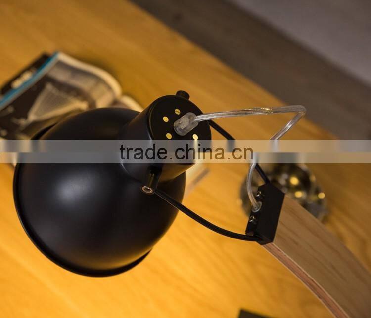 Desk lamp wood table lamp Iron lampshade for reading