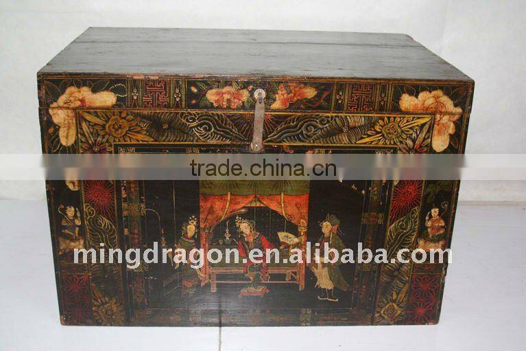 chinese antique painted wooden box/trunk