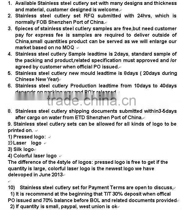 2015 new design stainless steel dinner knife