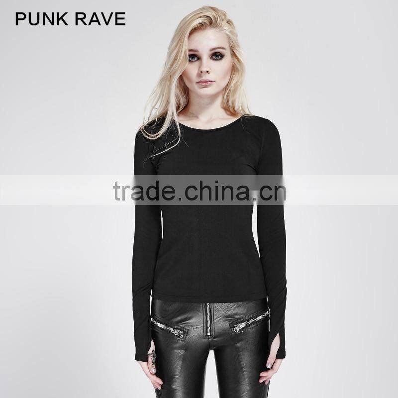 PT-106 "Thorn" Series PUNK RAVE Dark Minimal Lacing Skinny Hand-Drawing Top