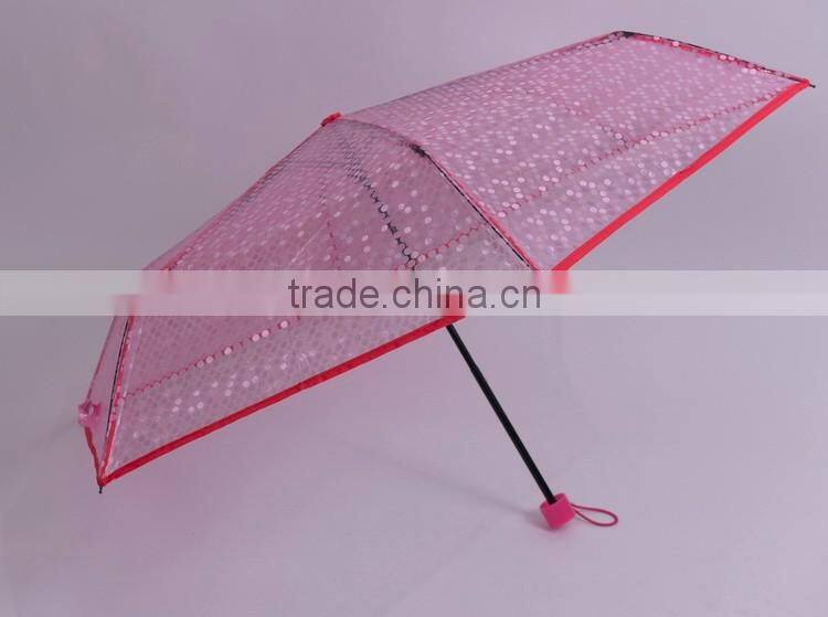 Customized Manual Open poe fabric 3 folding clear umbrella