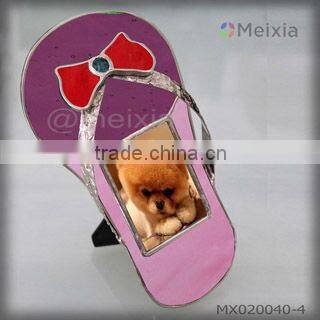 MX020040-16 china wholesale tiffany style stained glass shoe design photo picture frame for home decoration