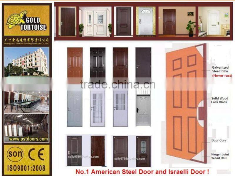 Safety residential iron steel entry doors with glass insert exterior