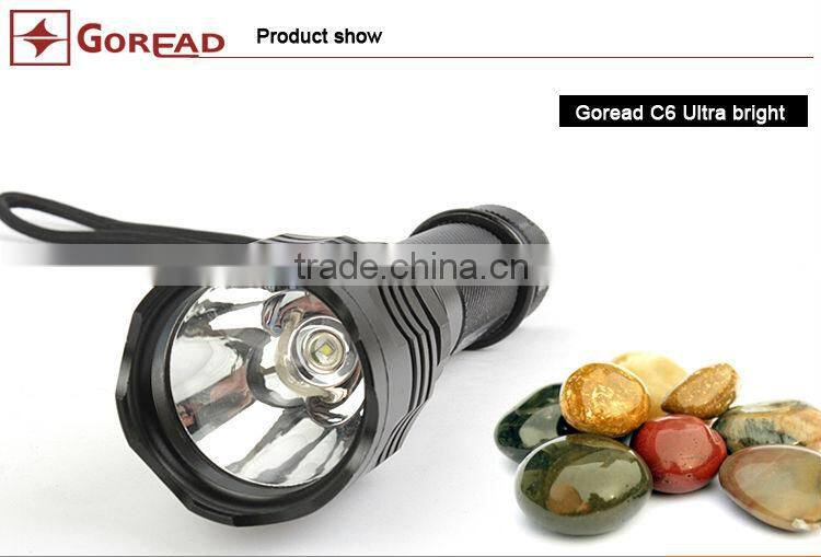 Goread C6 Big head aluminum high bright rechargeable 18650 Q5 flashlight search products