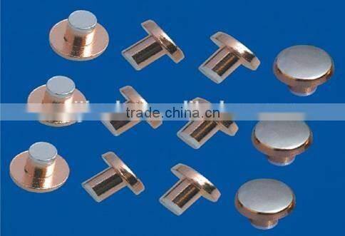 Pure silver trimetal contact rivets with high electrical appoved SGS