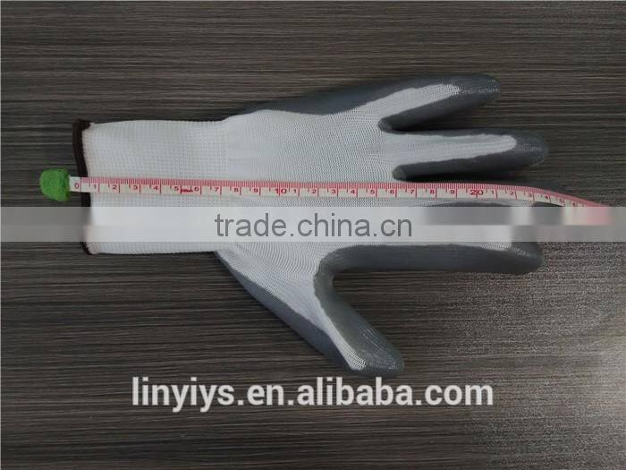 13 gauge gray nitrile coated white nylon gloves in China EN 388