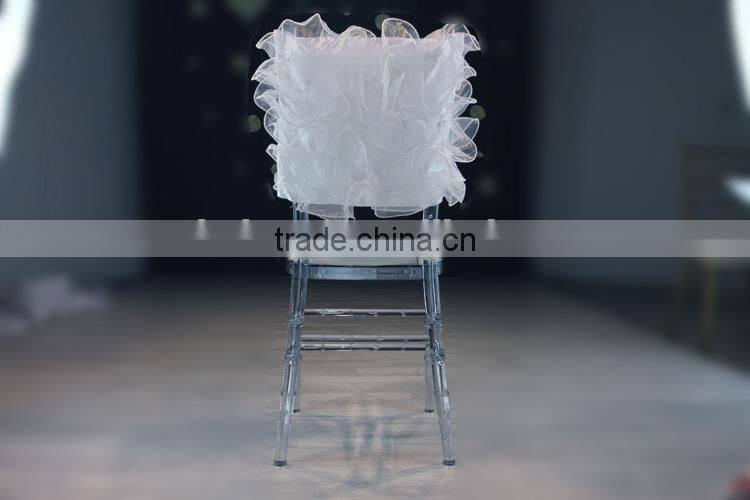 Wholesale short style organza ruffled chair back covers