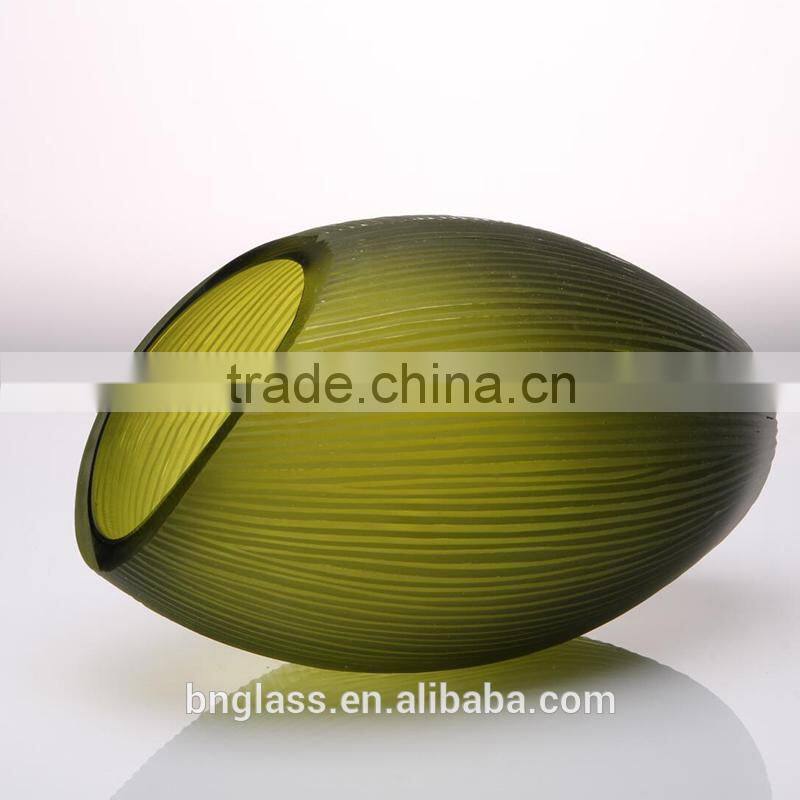 Promotion Decor glass Oval vase green Cheap