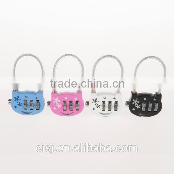 2015 CJSJ Brand Popular Style Wholesale Price Cute Cable Key Code Padlock for luggage