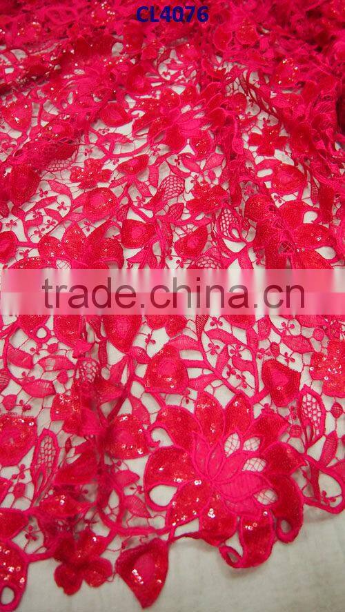 CL4076 peach 2014 New fashion sequins lace with factory price,solf and unique pattern 5 yards