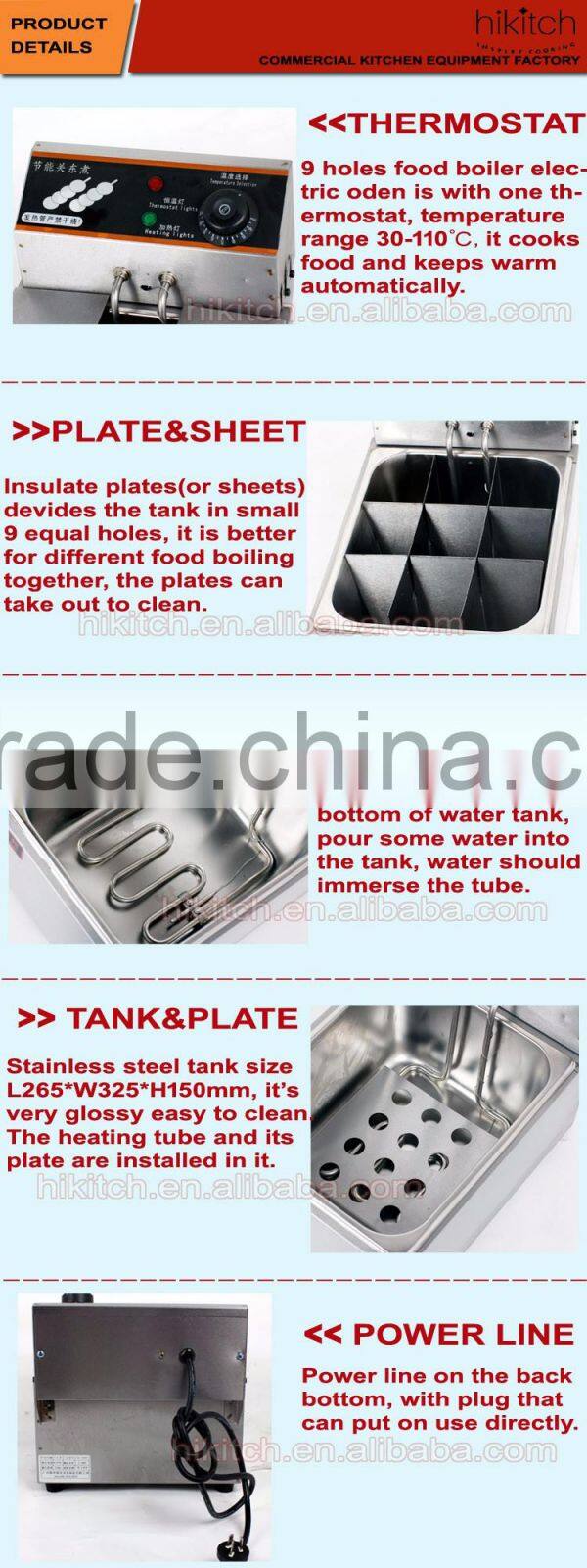 Street food cooker food boiler 9 holes electric oden cooker on sale