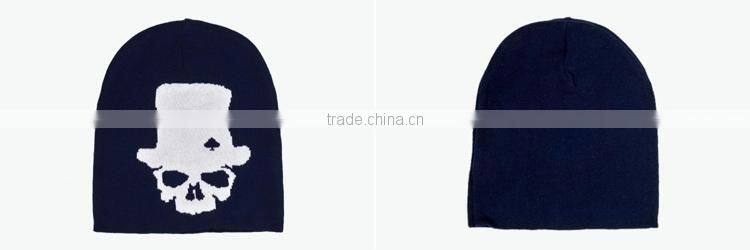 flat embroidery black hip-hop knitted beanie hat