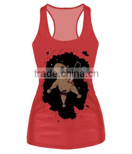 2015 top design hot girls in tight tank tops, 3D digital printed red cheap tank tops