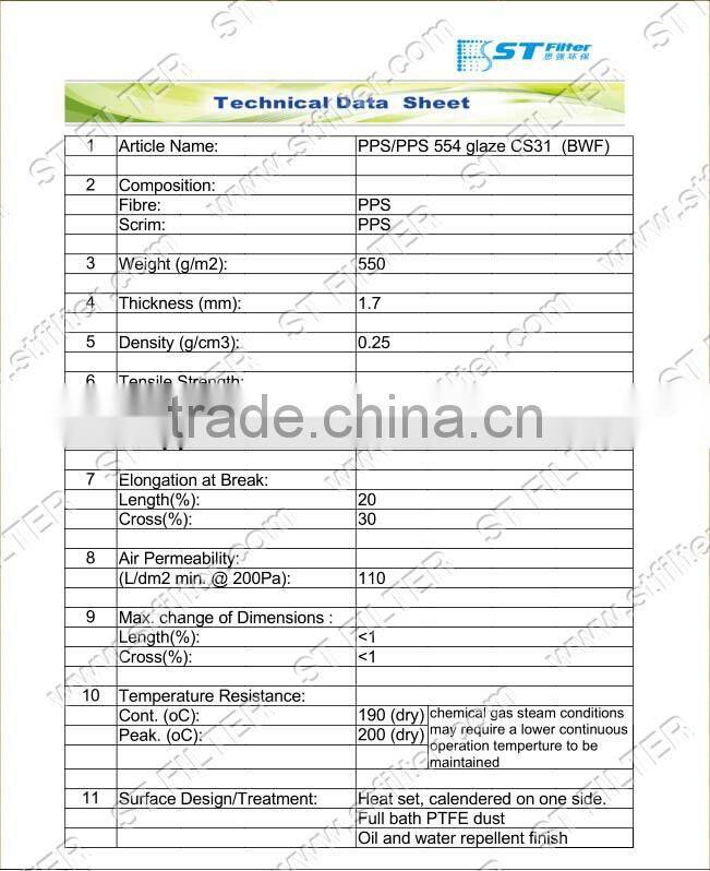 water oil repellent dust filter bags technology,PPS filter bag