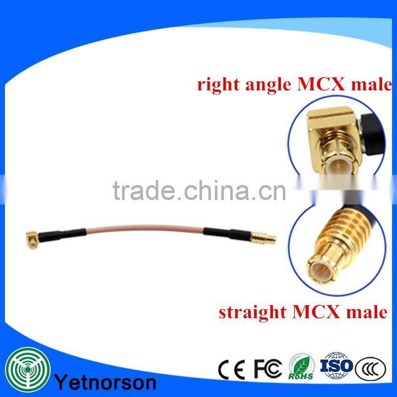 RF Cable with straight SMA male to MCX right angle male and RG179 cable