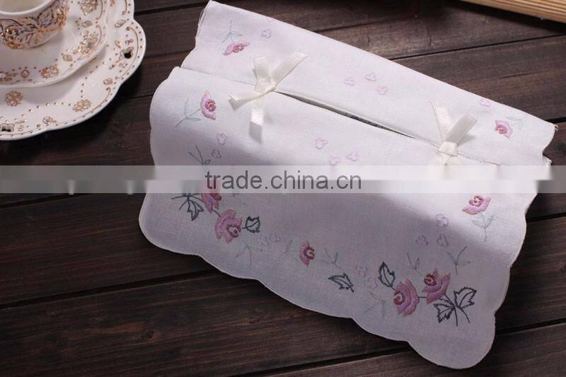 Hand embroidery tissue box cover