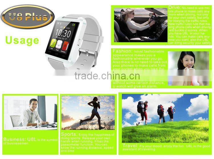 2016 New Bluetooth Smart Watch U8 Plus U Watch for Samsung S4 HTC LG Huawei Android Phone Smartphone Sync Call Remote shutter