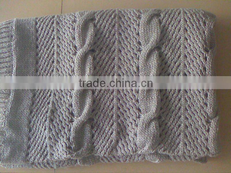 Fat Acrylic Cable Knitting Throw Blanket