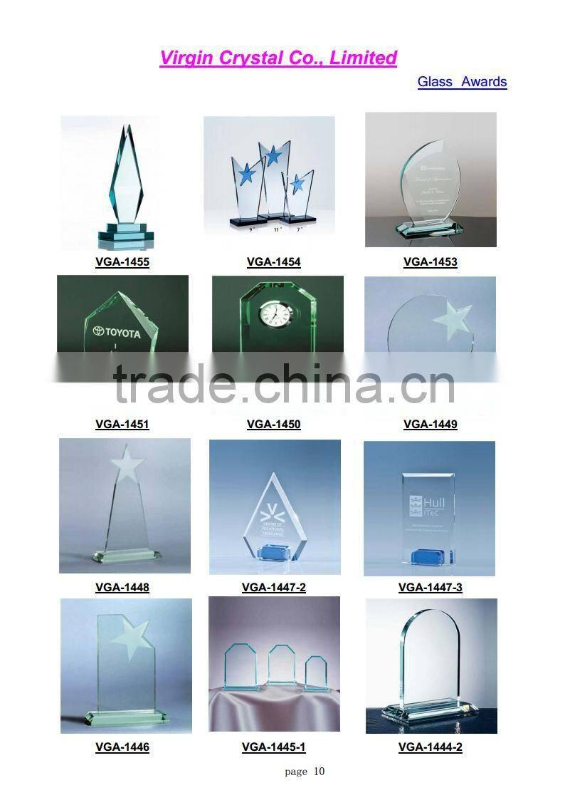 Premium blank arch crystal golf award with cobalt blue base for souvenir gift