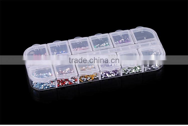 12 colors in 1box packing flat base resin nail rhinestone