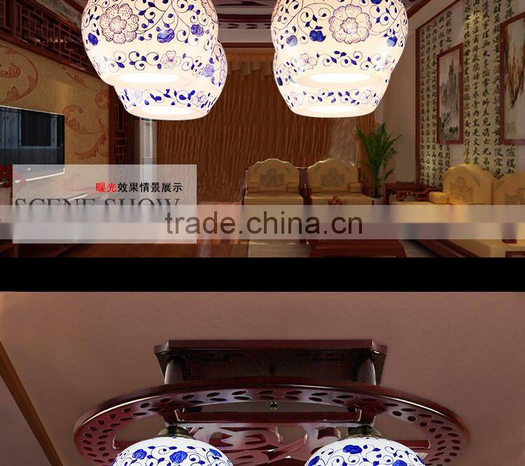Vintage Chandelier 4 Light Classic Porcelain Wood ceiling light Hall Living Room