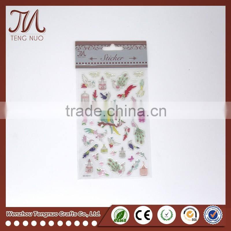 Customized Cartoon Alphabet Letter Crystal Plastic Sticker For Kid