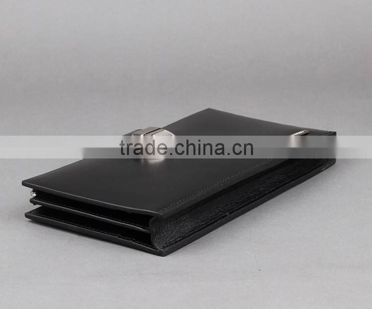 Lastest black leather metal chain wallet and purse for men