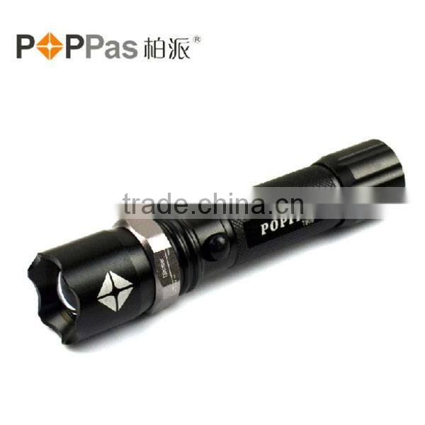 2015 Cheapest Police LED Flashlight CE/ROHS Black Aluminum Portable XPE R2 led rechagerable flashlight