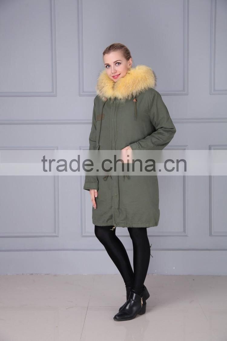 Fur Lining Women Winter Jacket Parka Raccoon Fur Parka For Ladies