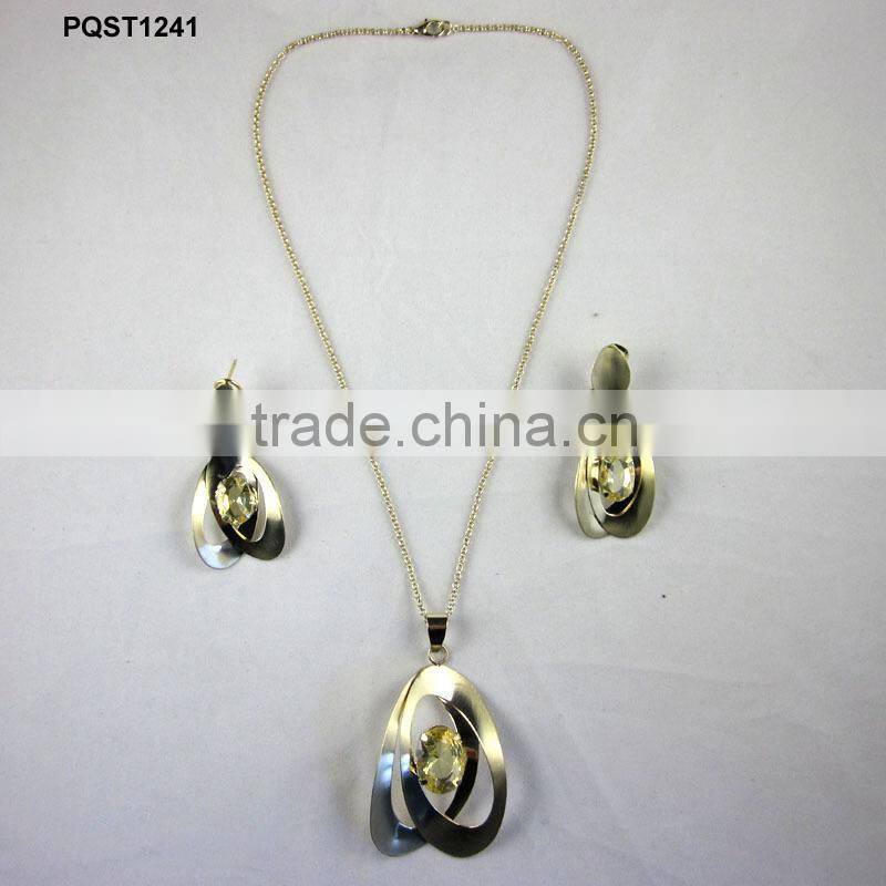 wholesale newest design metal ball necklace and earrings gold jewelry set