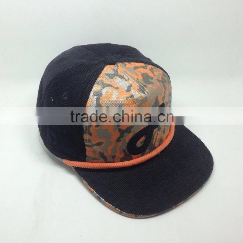 Custom 5 panel snapback caps / High quality 5 panel cap / Flat brim 5 panel cap