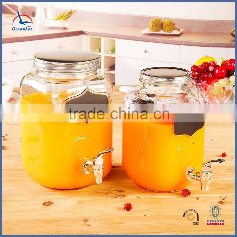Eco-friendly Beverage Glass Jar High Quality Glass Dispenser Glass Jar with Tap