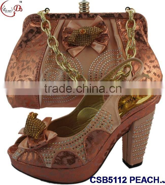 high rough heals shoes and bag match set with stones famous in European style for young lady for wedding /party