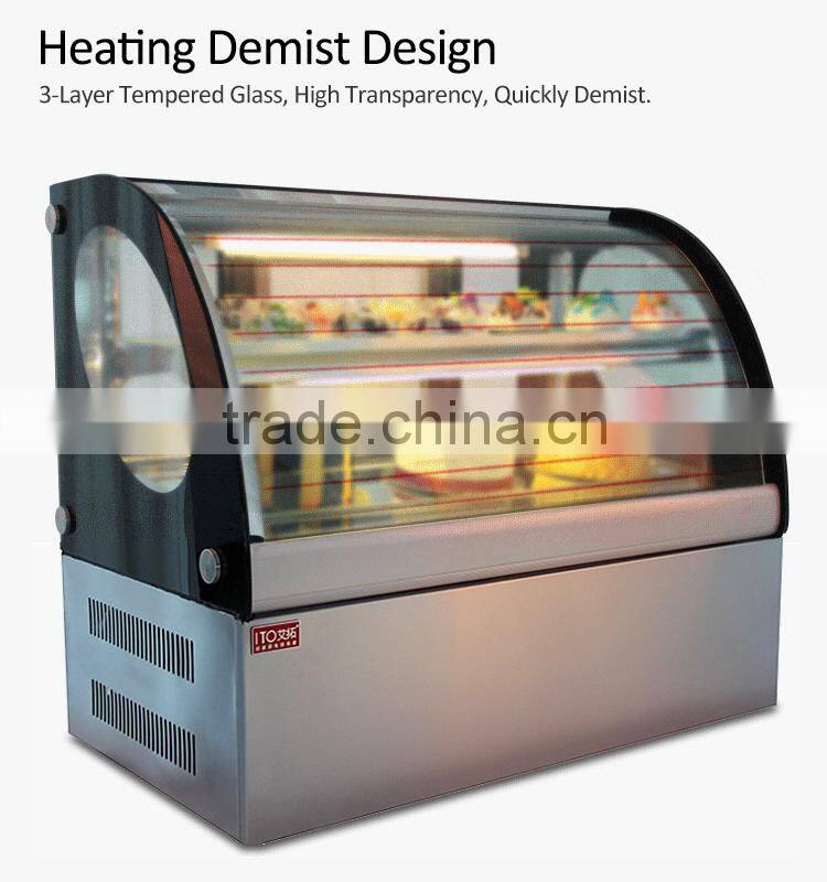 RI-900 Curved Glass Cake Display Refrigerator Bakery Showcase