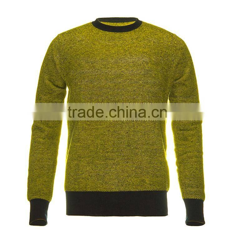 VAN-A15-M032 England Style Stripe Patches Design Men Round Neck Cashmere Sweaters