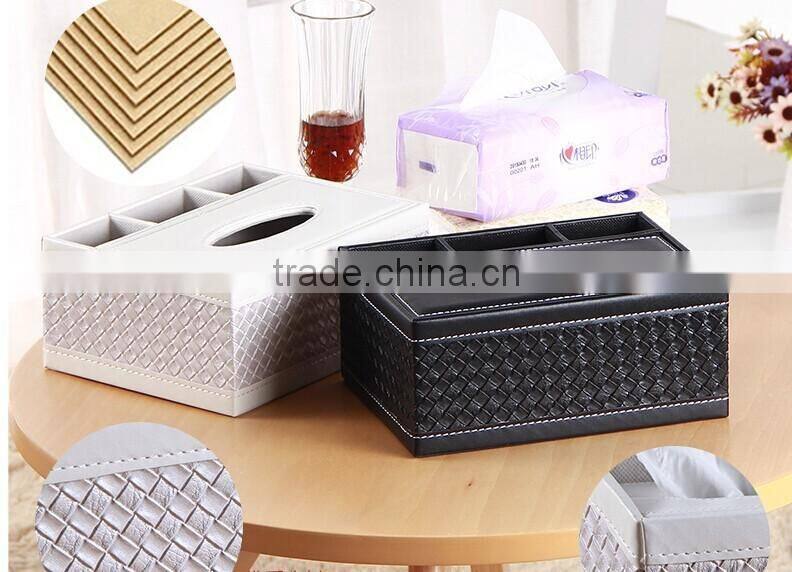 hot sale cute facial tissue box PU napkin box functionable OEM pochet tissue box