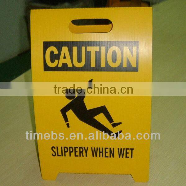 Corrugated plastic caution wet floor signs