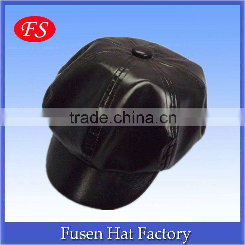 Black leather snapback cap black cap with nylon mesh