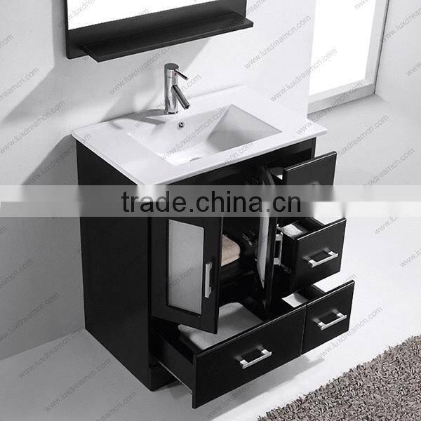 30" single espresso bathroom vanity with ceramic sink