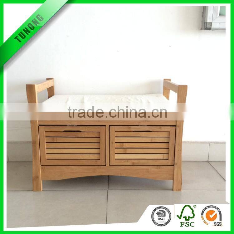 bamboo shoe storage rack bench with white sponge mat