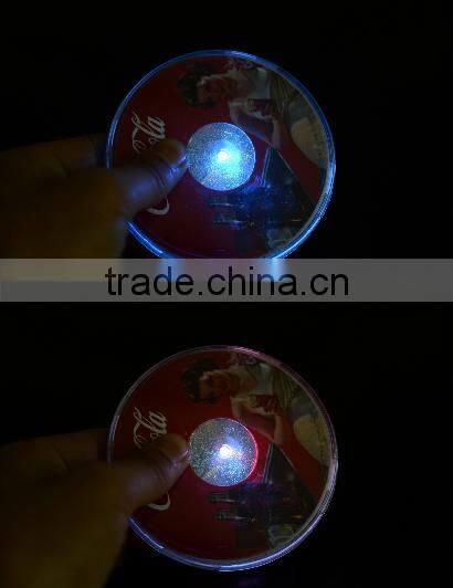 High quality colorful LED flash coaster /flash frink coaster/led flash bottle coaster