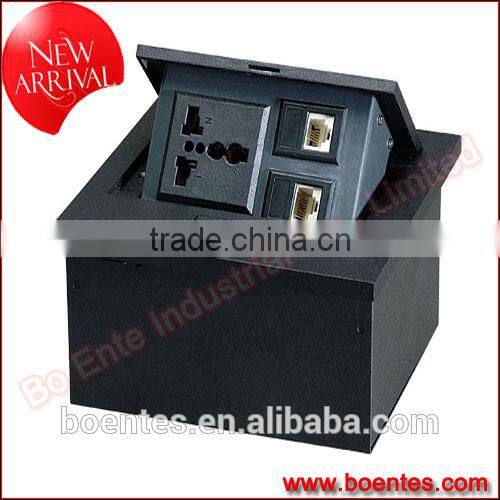 Smart Tabletop Power Plug with RJ45/Economic Pop Up Tabletop Socket Black Color