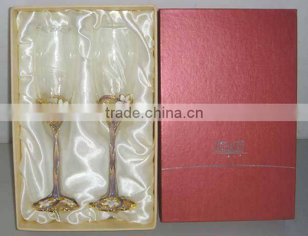 red wine glass/glass goblet/glassware/pewter design enamel color