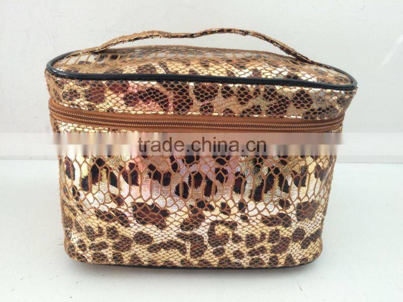 New Designer snake skin gold pu cosmetic bag