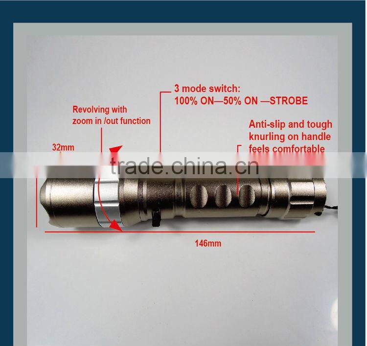 5 Watt Magnet Control Rechargeable CREE Q5 Zoom LED Flashlight