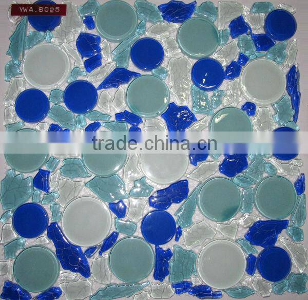 Round blue glass mosaic tile