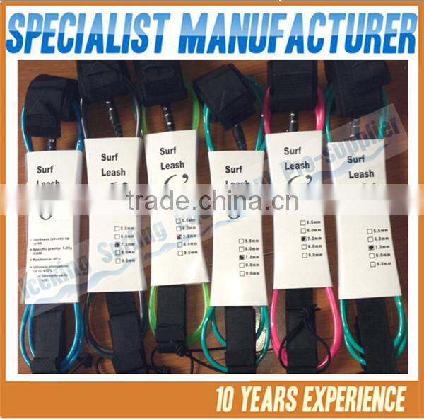 2016 New fashion customized color strong performance surfboard leash/Professional OEM surfing leash