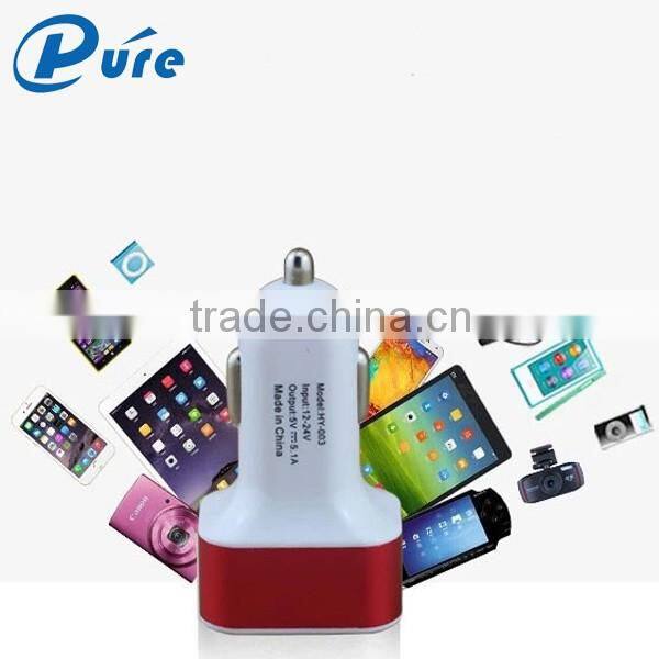 3 ports 3A output 3 usb car charger with very low price colorful charger for smartphone tablet
