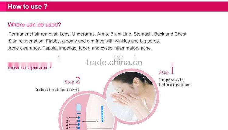 With 3 changeable lamps Home use IPL acne treatment machine/ipl hair removal