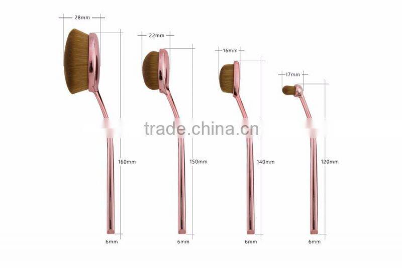 Wholesale New 4pcs toothbrush makeup BB cream foundation rose gold oval make up brushes multi-purpose makeup brush set
